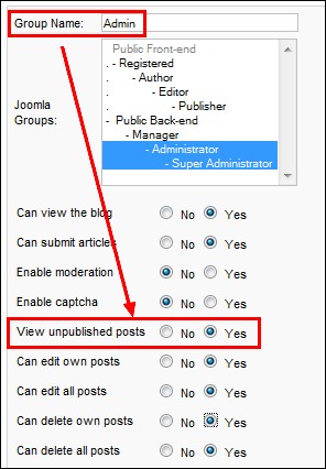 RSBlog! - view unpublished posts from the Joomla! back-end panel